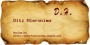 Ditz Hieronima névjegykártya